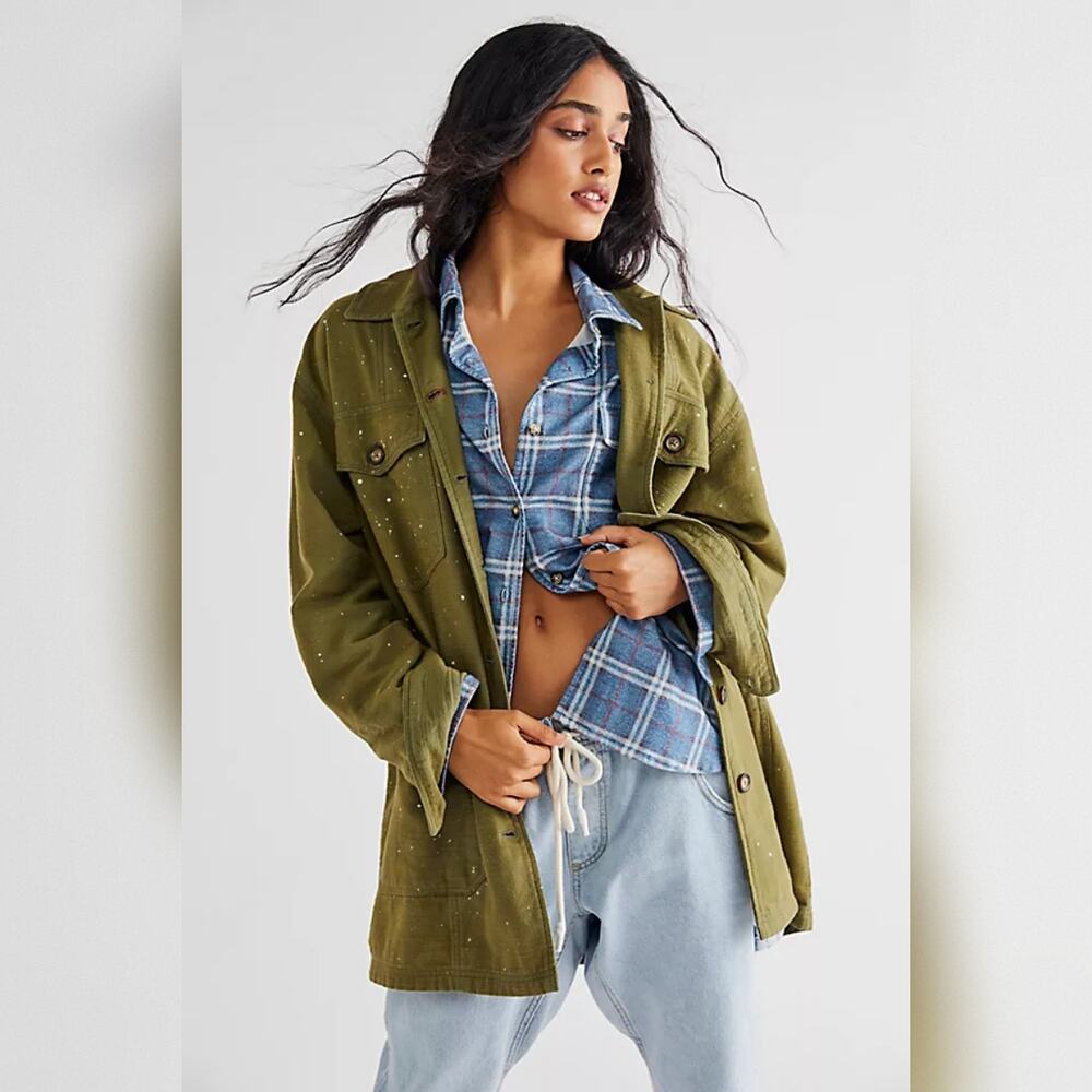 We The Free - Free People Spruce Military Shirt Jacket - Moss - Size XS - Picture 3 of 12